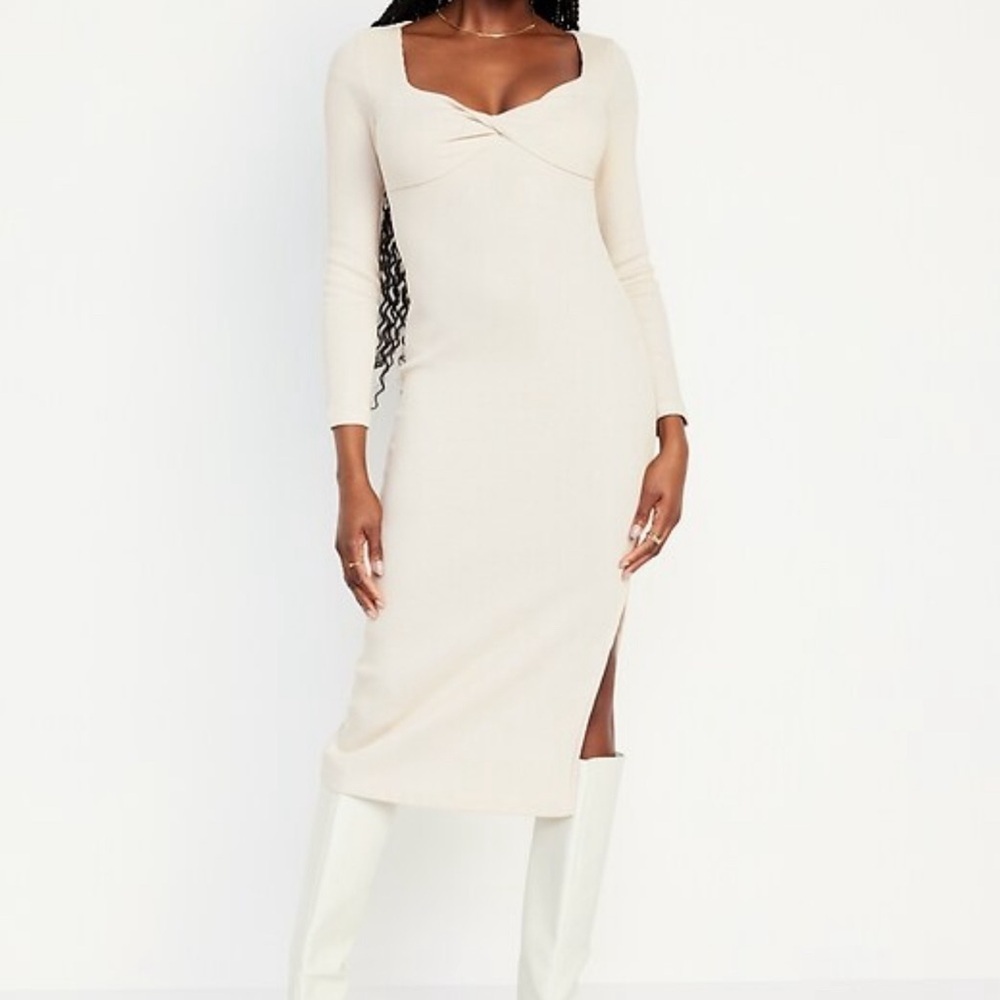 Old Navy Cream Long Sleeve Dress